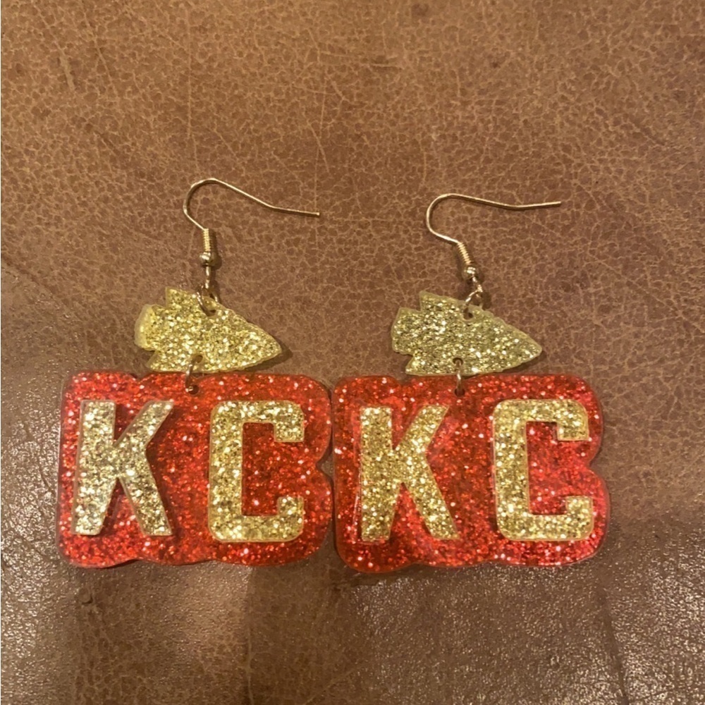 Kansas City chiefs glittery earrings